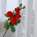 Artificial velvet red rose flower bouquet for wedding decoration Valentine's Day decor - Red