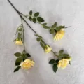 Artificial yellow rose single branch flower for home decor wedding party fake floral arrangement - Yellow