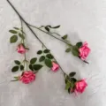 Artificial rose flower single branch pink silk floral decor for wedding home party - Rose Red