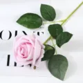 Unique rose artificielle rose avec feuilles vertes fausse fleur pour decoration de mariage. - Rose