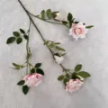 Vintage artificial rose branch pink fake flowers single stem three heads home wedding decor - Flesh Pink