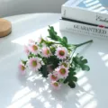 Artificial daisy flower bouquet for home decoration, Nordic style fake floral table centerpiece. - Pink