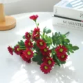Artificial red daisy flower bouquet faux floral arrangement for home table decoration - Rose Red