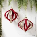 Décoration de sapin de Noël en velours pailleté, suspension festive pour fête de fin d'année. - Toupie Lot de 2