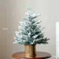Snow Flocked Tabletop Christmas Tree 60cm Frosted Artificial Xmas Tree with Gold Iron Pot - 60cm Snow-Covered Christmas Tree