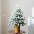 Tabletop snow-flocked artificial Christmas tree with dense PE branches and pot, 90cm height. - 90cm Snow-Covered Christmas Tree