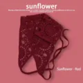 Handmade red crochet sunflower triangle hair scarf bandana for women, boho style accessory - One Size / Sunflower Pattern / Dark Red