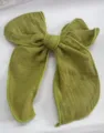 Große grasgrüne Stoff-Haarschleife aus strukturiertem Musselin für Mädchen Haar-Styling - Grasgrün