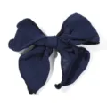 Große dunkelblaue Stoff-Haarschleife für Mädchen, eleganter Haarschmuck für Seitenzöpfe. - Marineblau