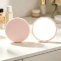 Portable pink circular folding makeup mirror for desktop and vanity use - Single-Sided Mirror / 7x7cm / Sakura Pink