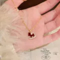 Exquisite gold chain necklace featuring a red enamel rocking horse pendant with sparkling rhinestones. - Necklace - 8# Enamel Rhinestone Rocking Horse Choker