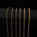 Detailansicht vielseitiger goldfarbener Edelstahl-Vierkantketten in verschiedenen Breiten. - 2.0mm*45cm / Gold