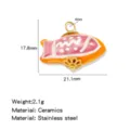 Colgante de pez koi de cerámica y acero inoxidable accesorio de joyería DIY hecho a mano - Estilo Pez Koi / 1 Pieza (21.1x17.8x4mm) / Koi Rosa y Naranja (HP0259G01)