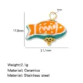 Colgante de pez koi de cerámica y acero inoxidable abalorio artesanal accesorio DIY joyeria. - Estilo Pez Koi / 1 Pieza (21.1x17.8x4mm) / Koi Naranja y Verde (HP0259G02)