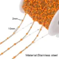 Roestvrij staal vergulde kralenketting rol voor DIY sieraden maken benodigdheden 2mm - Rol van Eén Meter / Aquablauwe Kralen Gouden Ketting (HCML36G03)