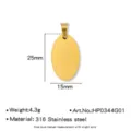 Colgante ovalado de acero inoxidable 25x15mm placa en blanco para grabar DIY mascota accesorio - Ancho 15mm / Dorado