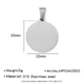 Pendentif rond en acier inoxydable avec belière, 20mm poli miroir pour gravure personnalisée unique. - Largeur 20mm / Acier