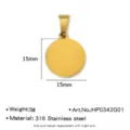 Pendentif rond en acier inoxydable doré médaille gravable bijou tendance taille 15mm - Largeur 15mm / Or