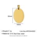 Colgante Ovalado Virgen de Acero Inoxidable 30x18mm Oro DIY Placa Perro Accesorios - Ancho 18mm / Dorado