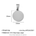 Pendentif rond en acier inoxydable 15mm disque vierge breloque pour création bijoux. - Largeur 15mm / Acier