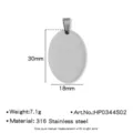 Colgante placa ovalada de acero inoxidable en blanco grabado DIY 30x18mm 7.1g - Ancho 18mm / Color acero