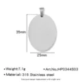 Stainless Steel Oval Pendant Blank Tag 35x25mm Custom Engraving Dog Tag Jewelry Accessory - Width 25mm / Steel