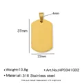 Collier pendentif plaque militaire en acier inoxydable avec dimensions précises. - Largeur 22mm / Or