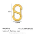 Chiusura per gioielli a S in acciaio inox placcato oro 18K connettore 22x12.5mm - Chiusura Gioielli a S (HP0357G05) / 12.5mm / Oro
