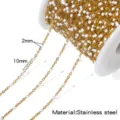 GOUD KLEURIGE ROESTVRIJ STALEN KRALEN KETTING ROL SPOEL VOOR DIY SIERADEN MAKEN 2MM - Rol van Eén Meter / Witte Kralen Gouden Ketting (HCML36G11)