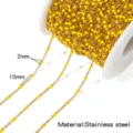 Gouden roestvrijstalen ketting met emaille kralen voor het maken van DIY sieraden en armbanden. - Rol van Eén Meter / Gele Kralen Gouden Ketting (HCML36G12)