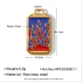 Acier inoxydable rouge bleu flamme émail rectangulaire pendentif bijoux DIY taille dimensions - Flamme (HP0329GK11) / Rouge