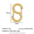 Connettore chiusura S in acciaio inossidabile dorato per collana perle e accessori. - Chiusura Gioielli a S (HP0357G06)