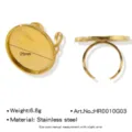 Support de bague en acier inoxydable 25mm plateau plat réglable composant de bijouterie - Style Rond 25mm (HR0010G03) / Or