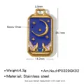 Pendentif rectangulaire étoile lune en émail acier inoxydable collier bijoux DIY. - Lune de Montagne (HP0329GK02)