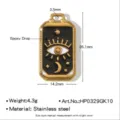 Pendentif tarot étoile en acier inoxydable avec goutte émaillée, design œil céleste, collier DIY. - Œil qui Voit Tout (HP0329GK10)