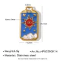 Pendentif carte de tarot en acier inoxydable, charme soleil émaillé pour collier DIY. - Soleil Œil qui Voit Tout (HP0329GK14)