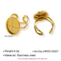 Support de bague reglable en acier inoxydable 13x18mm dore base DIY pour creation de bijoux - Style plateau plat 13x18mm (HR0010G07)