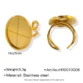 Base de bague réglable en acier inoxydable plateau 18x25mm or accessoires bijoux DIY - Style plateau plat 18x25mm (HR0010G08)