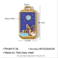 Pendentif étoile de tarot en acier inoxydable avec émail coloré, idéal pour vos bijoux DIY. - Observateur d'Étoiles (HP0329GK08)
