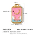 Pendentif Étoile Tarot En Acier Inoxydable Rose Émail Lune Charme Pour DIY Collier Fait - Croissant Rose (HP0329GK01)