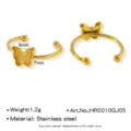 Acier inoxydable DIY papillon bague vierge réglable en or bijoux accessoire 8mm - Style Papillon (HR0010GJ05)