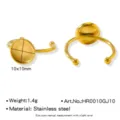 Plateau de bague réglable DIY en acier inoxydable doré 10x10mm base de fabrication bijoux - Style Carré 10x10mm (HR0010GJ10)