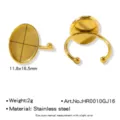 Support de bague vide en acier inoxydable avec plateau 11.8x16.5mm, doré réglable. - Style Ovale (HR0010GJ16)