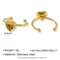 Support de bague cœur en acier inoxydable doré pour création de bijoux et accessoires - Style en Forme de Cœur (HR0010GJ17)
