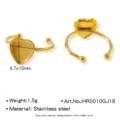 Anneau vierge coeur en acier inoxydable, base de bague DIY réglable, apprêt de bijouterie doré. - Style en Forme de Cœur (HR0010GJ18)