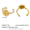 Base de bague plateau plat DIY en acier inoxydable doré 12x12mm réglable pour bijoux - Style Rond Plat 12mm (HR0010GJ22)