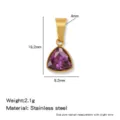 Stainless steel purple zircon triangular pendant charm with detailed size specifications. - Triangle Pendant (HP0292G02) / February Purple