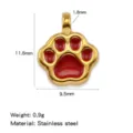 Goldfarbener Edelstahl Emaille Pfoten Anhänger für DIY Schmuckherstellung 11.6mm - Rot