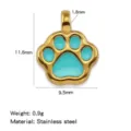 Edelstahl Katzen Hund Pfotenabdruck Anhänger vergoldet Türkis Emaille Schmuck Zubehör - Blau