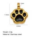 Pendentif Patte De Chat Chien En Acier Inoxydable Breloque DIY Noir Émaillé 11mm - Noir